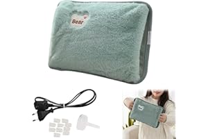 RAKIUTY Bolsa de Agua Caliente Eléctrica,Bolsa De Agua Caliente Con Funda,Saco Calienta Camas Portátil,Recargable Portátil,A Prueba De Fugas,Mantiene El Calor Durante Mucho Tiempo (Verde)