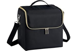 TAYQWIHEVA Maletín Maquillaje Neceser Maquillaje Grande Estuche Bolsa Maquillaje de Uñas Profesional Maleta de Makeup Organizador Beauty Case de Viaje Manicura para Mujer con Correa, Plegable Modelo Negro