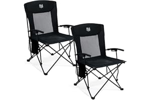 TIMBER RIDGE Silla de Camping Plegable Ligera 150 kg de Capacidad, Respaldo Alto y de Rejilla, con Portavasos y Bolsa de Transporte, para Exteriores, Playa, Festival, Pesca, Jardín, Picnic, Terraza