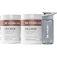 HealthKart hk vitals Skin Radiance Marine Collagen Supplement (Orange & Watermelon, 2 x 200g) & Sipper Bottle (Grey, 300ml) Combo Pack | with Vitamin C & E | For Healthy Hair & Skin
