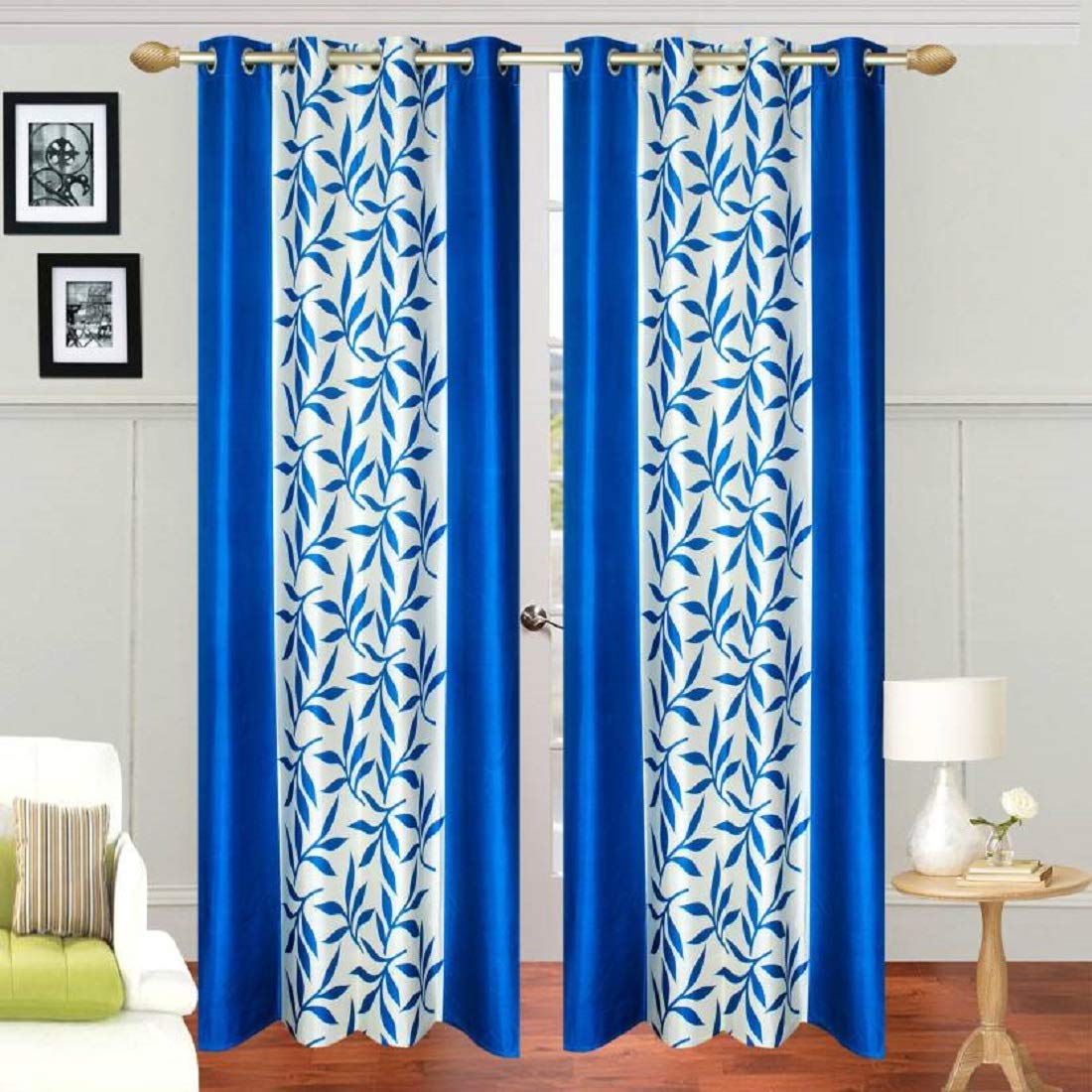 Curtain by La Roze Home Furnishings - Nice Finishings Modern 2 Piece Eyelet Polyester Window Curtain Set - 5ft, Sky