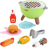 Fisher-Price Kamp Zamanı Barbek&uuml; Seti, okul &ouml;ncesi &ccedil;ağdaki 2 yaş ve &uuml;zeri &ccedil;ocuklar i&ccedil;in yiyecek temalı oyun seti ve 14 par&ccedil;a,