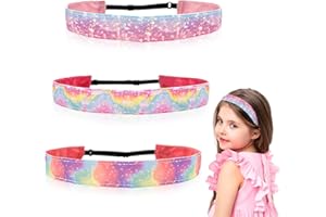 XINJIEDA 3 Piece Tie Dye Elastic Headbands - Stretchy, Non Slip Headbands for Girls & Kids (20+24+27 Colors)