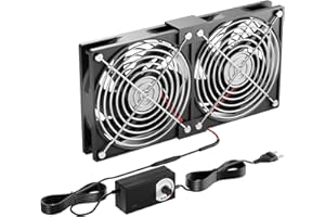 WOWFAST 240mm PC-Lüfter, 12V Gehäuselüfter mit Netzstecker & stufenlosem Drehzahlregler (2750 RPM) - Leiser, leistungsstarker Lüfter für Computer, Server, TV,Gaming-PC,AV Kabine,Router