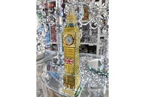 Biznest London Big Ben Crystal Clock Table Shelf Showpiece Souvenir Gift Tabletop Desktop Home Decorative Ornament (Gold)