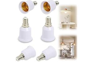 SOPWMAP Adaptador de Casquillo E14 a E27, Juego de 6 Convertidores de Lámpara para Bombillas LED, Halógenas e Incandescentes, Para dormitorios, salas de estar