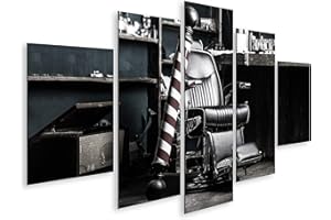 ISLANDBURNER Cuadro en lienzo logo barbero elegante símbolo vintage peluquero sillón de peluquería interior barbero sillón de peluquero Cuadros Modernos Decoracion Impresión Salon