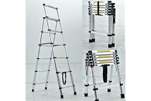 XINNG Escabeau télescopique pliable 5 + 6 marches en aluminium multifonction pour magasin, maison, cuisine, bureau