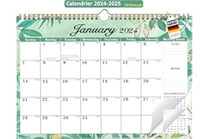 Calendrier 2024 2025, EITEYI Familial Calendrier Mural,Calendrier de Bureau Mensuel-Janvier 2024 à Juin 2025 Planificateur Planning Mensuel Grand Organisateur Familial