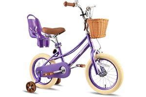 RULLY Donna Vélo Enfant 12 14 16 Pouces Fille 2-7 Ans – Vélo Princesse avec Siège Poupée, Petites Roues, Panier et Rubans – Multicolore