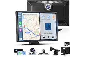 VERALADY 9" Wireless CarPlay Android Auto, Android Auto CarPlay Screen Car Tablet with 4K Front Camera and 1080P Rear Camera, Carplay Screen for Car IPS Touchscreen with Bluetooth 64G SD Mirror Link AUX