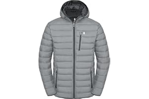 Little Donkey Andy Chaqueta acolchada para hombre, ligera, con capucha, resistente al viento, con aislamiento reciclado