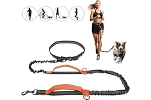 Achort Correa para Perro Manos Libres Correa Manos Libres para Perro Correa de Cintura Ajustable para Correr - Correa Reflectante para Pasear, para Perros de hasta 110 Libras (Naranja)