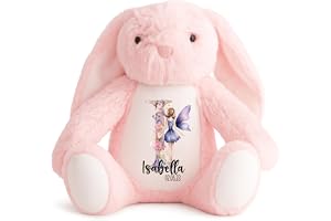 Crafted Memories - Personalised Bunny Rabbit Teddy | Velveteen Rabbit Soft Toy | Customisable Name for Newborns | Keepsake fo