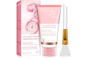 CCKULOOB Masque Collagène, Masque Collagene Visage Korean Masque de nuit au collagène, Bio Mask Collagen Bio Collagen Real Deep Mask, Améliore L'élasticité, Rétrécit les Pores, une peau éclatante, 75 ml