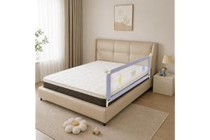 SKY-TOUCH Bed Rail for Toddlers 1.8m, Baby Bed Rail Guard Infants Safety Bed Guardrail Adjustable Height, Upgraded seamless reinforced safety fence protector baby crib rail guardrail (1 Side, 1.8m)