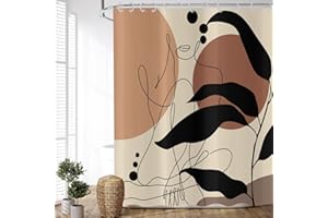 ASDCXZ Boho Style Duschvorhang 180x200 cm, Modern Abstrakt Kunst Boho Mädchen Körper Linie Bad Waschbar Duschvorhänge Polyester Textil Wasserdicht Duschvorhang für Badewanne mit 12 Haken