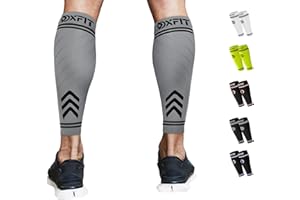 OXFIT Calf Compression Sleeve for Men & Women - Shin Splints Support, Calf Sleeves Ideal for Running, Injury Recovery, Leg Socks, Muscle Cramps - Pair (L, Grey)