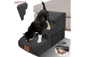 ZVONEMA ZNM Schody dla małych psów, dla zwierząt domowych, wodoszczelne, 40 cm wysokości, nadaje się do prania, poszewka z zamkiem błyskawicznym, antypoślizgowa rampa dla psów z gąbki, przenośne schody dla