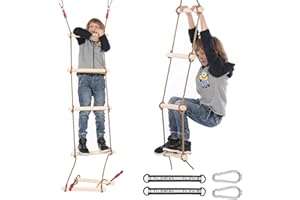 MEYUXG Balançoire Extérieure en Bois, Echelle Corde pour Enfants, balançoire Convient pour Aire De Jeux, Activités De Plein Air, Intérieur, Jeux d'Aventure Jardin