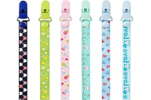 Attache Sucette Bébé, Vakki attache sucette réglable, 6 Pièces Attache Tetine Pour Bébé pour bain de poche de vêtements de bavoir Garçon et Fille, 6 couleurs