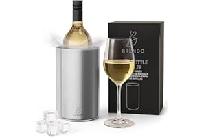 Brendo Refroidisseur a Vin Inox de Bouteilles Seau a Champagne Double Paroi Isole | Rafraichisseur de Vin Blanc Refroidisseur de Boissons | Coffret Cadeau Hommes Femmes Accessoires Vin Idee Cadeau