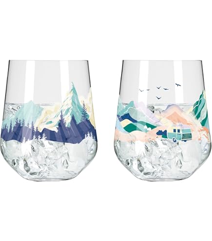 RITZENHOFF Set Di 2 Bicchieri Wanderlust, 500 Ml, Con Motivo Surfista, Cristallo Made In Germany, Lavabili In Lavastoviglie, Alti 22,5 Cm