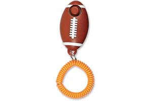 Brightkins, clicker de adiestramiento canino Smarty Pooch en forma de balón de fútbol americano, con correa elástica para la muñeca, soluciones de adiestramiento y comportamiento canino, 1 pieza