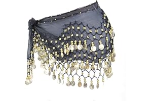 HAYAWW Damen Bauchtanz Gürtel, Hip Scarf Wrap Damen Bauchtanz GüRtel Chiffon-HüFttüCher Damen BauchtäNzerin KostüM Tanztuch Mit MüNzen GüRtel RöCke MüNzgüRtel, FüR Bühnen Show, Party, Feier