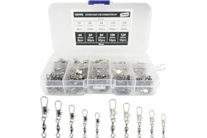 JIEHAOJIA 120 szt. szybkie wirowanie przynęty wędkarskie złącze żyłki z zatrzaskową klamrą solidne pierścienie żyłka wędkarska do haka klipsy łączniki, żyłka wędkarska z solidną pętlą do haka złącze zaciskowe, rozmiar #4#6#8#10#12