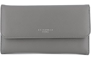 flora & co - Portefeuille Femme Rabat Tout-en-Un - Porte-chéquier Porte-Cartes Monnaie 3 en 1 - Compagnon Zippé 3 Volets Grande Capacité Fourre-Tout - Original Mode Tendance - Gris