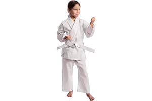 IPPONGEAR Club zestaw 2 karatów Gi dla początkujących, strój do karate dla dzieci, wraz z białym paskiem (rozmiar 180, sznurek, 220 gr/m², gęstość materiału), biały