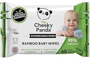 The Cheeky Panda Lingettes Bébé Bambou | 64 Lingettes Pour Peau Sensible | Eco Lingettes Nettoyantes Biodégradables