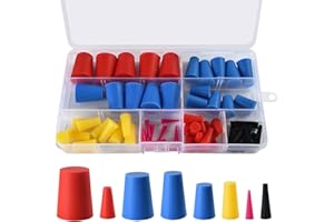 BEFUN Silikon Gummi Sortiment Set, Gummistopfen Konisch, Vollgummistopfen Stopfen, Silikonstopfen Kegellochstopfen zum Abkleben von Löchern Während der Pulverbeschichtung 60 Stück