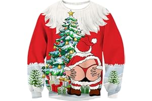 Fanient Homme Pull Moche Noël Pull Impression 3D Sweat De Noël Jumper Pull Tops À Manches Longues t-Shirt pour Femmes Hommes