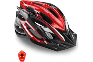Shinmax Casco Bici Uomo Donna con LED Luce di Sicurezza Casco MTB con Visiera da Bici Ultraleggero Corsa Adulto Unisex da Bicicletta Ciclismo Protezione Regolabile
