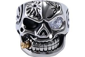 OIDEA Hombre - Mujer Anillos Cráneo Personalidad Acero Inoxidable Diamante Calavera Punk Rock Estilo Rojo Blanco 54 (17.2) ~ 70 (22.3)