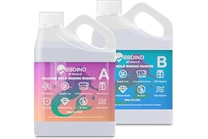 BBDINO Silicone for Mould Making Kit, Liquid Silicone Mould Making Clear 1100g, 1A:1B by Volume, Ideal for Crafting with Resin, Soap, Wax, Clay, Concrete etc.