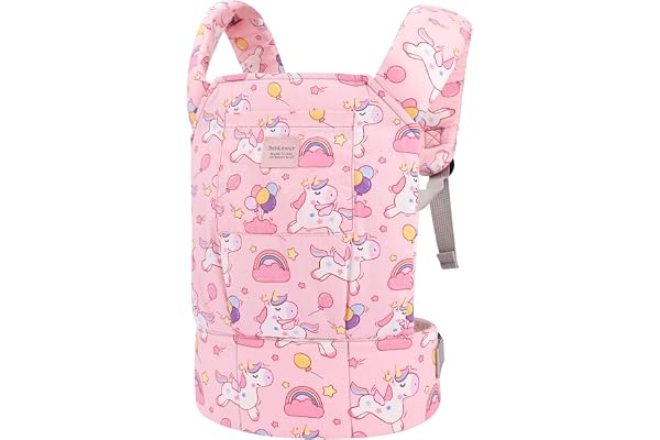 Bebamour Porte-poupée pour fille, écharpe de portage 3 en 1, douce, 100% coton, accessoire de poupée (licorne arc-en-ciel)