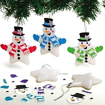 Baker Ross Schneemann Weihnachtskugel Bastelset – 6 Stück, DIY Dekoration Für Kinder, Inkl. Filz & Bommeln