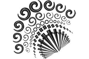 Reyshin 68 pièces Kit d'étirement des Oreillettes Ecarteur Oreilles Oreille Jauges Expansion Oreille Tunnel 14G-00G Tunnels silicone,Bouchons et bouchons en acrylique extension d'oreille