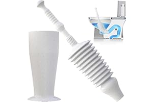 Luigi's Ventouse Deboucheur WC - Déboucheur de Toilettes Surpuissant & Flexible - Soufflet Débouche Toilette - Ventouse pour Deboucher Facilement - avec Support de Rangement - Gris