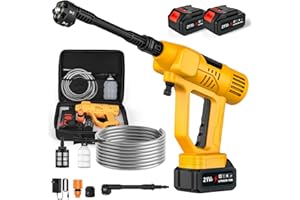 XOEMINOR Nettoyeur Haute Pression sans Fil, 65 Bar Nettoyeur Haute Pression sur Batterie avec 2 x 3,0Ah Batteries, Buse 6 en 1, Réglage de La Pression à 10 Niveaux, LCD Ecran Tactile pour Coiture et Jardin