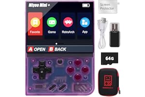 ASTARAMA Miyoo Mini Plus - Consola de juegos portátil, consola de videojuegos retro IPS de 3.5 pulgadas con tarjeta TF de 64 G y más de 6000 juegos, batería integrada de 3000 mAh, compatible con WiFi