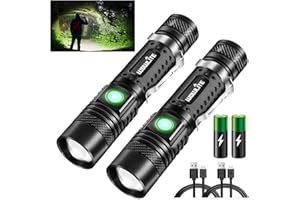 wowlite LED Torch, Powerful Torches Led Super Bright, Torches Battery Powered, USB Rechargeable Flashlight, 4 Light Modes, Zoomable, Small Flash Light for Camping Emergency Outdoors (Black-2)
