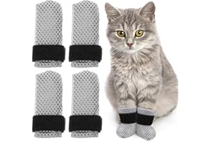 UKCOCO Anti-Kratz-Schuhe Für Katzen – Verstellbare Katzenschuhe Zum Kratzen Von Polyester-Katzenpfotenschutz Katzen-Anti-Rutsch-Sockenschuhe Für Die Körperkontrolle Nagelschneiden
