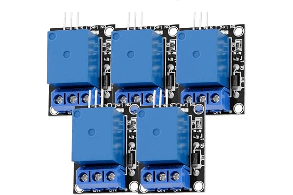 AZDelivery 5 x Module 1 Canal Relay 5V KY-019 High Level Trigger Compatible avec Arduino et Raspberry Pi incluant Un E-Book!