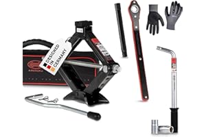‎HEYNER HEYNER® Wagenheber 1t Traglast Scherenwagenheber Set mit Radmutternschlüssel & Montagehandschuhe drehbarer Sattel und Gummiauflage TÜV & GS