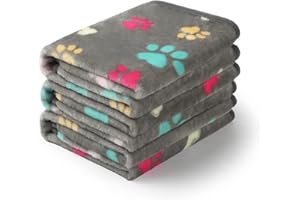 luciphia 3 Pezzi Coperta per Cane/Gatto Lavabile Soffice Durevole, Morbida e Calda Flanella,Grigio, Medium (76 * 52cm)