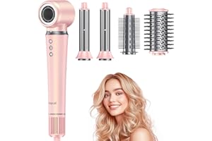 Bopcal Air Styler 5 in 1 Spazzola Asciugacapelli - Arricciacapelli Automatico, Professionale Phon Capelli 110000 RPM, Spazzola Aria Calda con 300 Milioni Ionico per Crespo, Volumizzant, Liscio, Regali